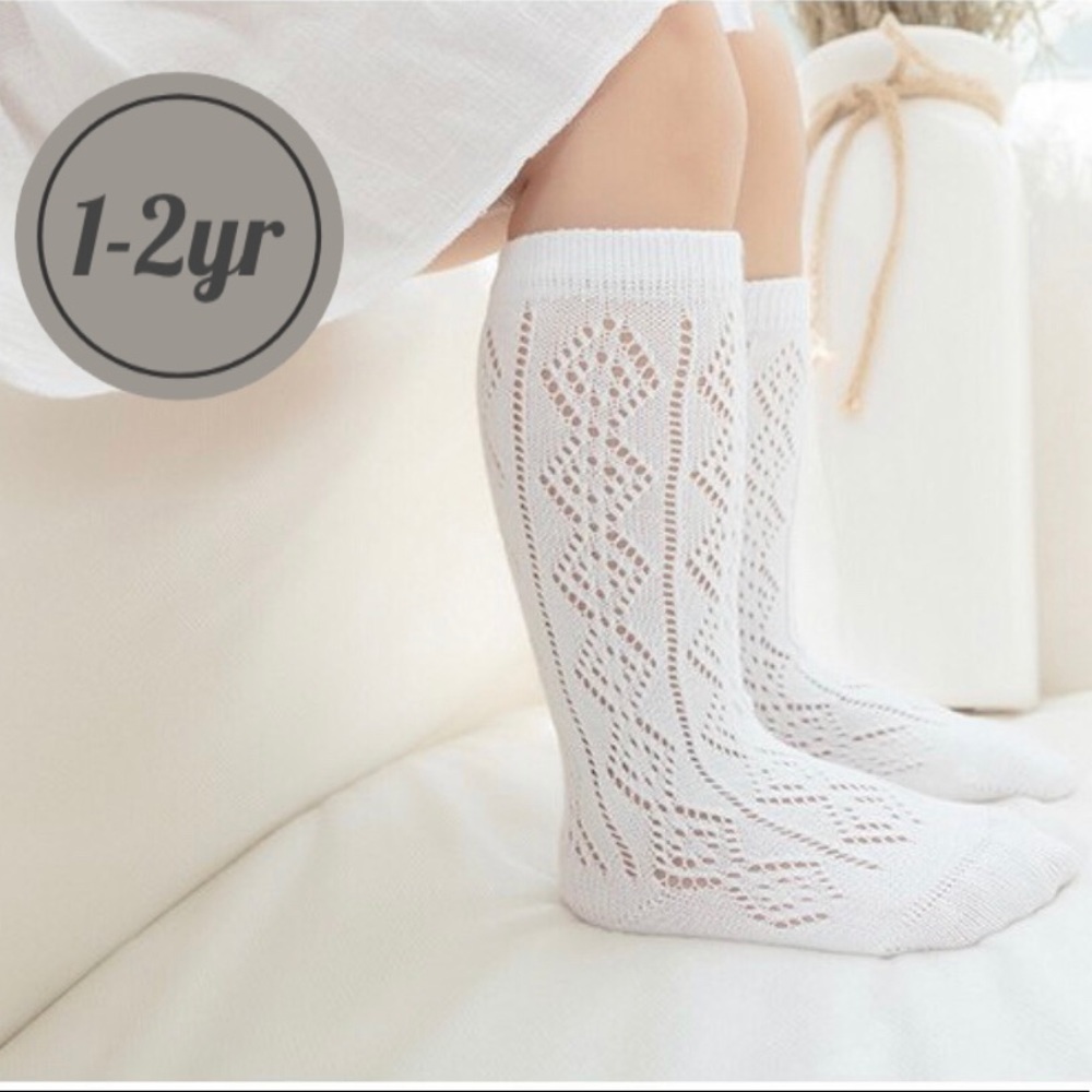 White knee high socks springtime Easter stockings